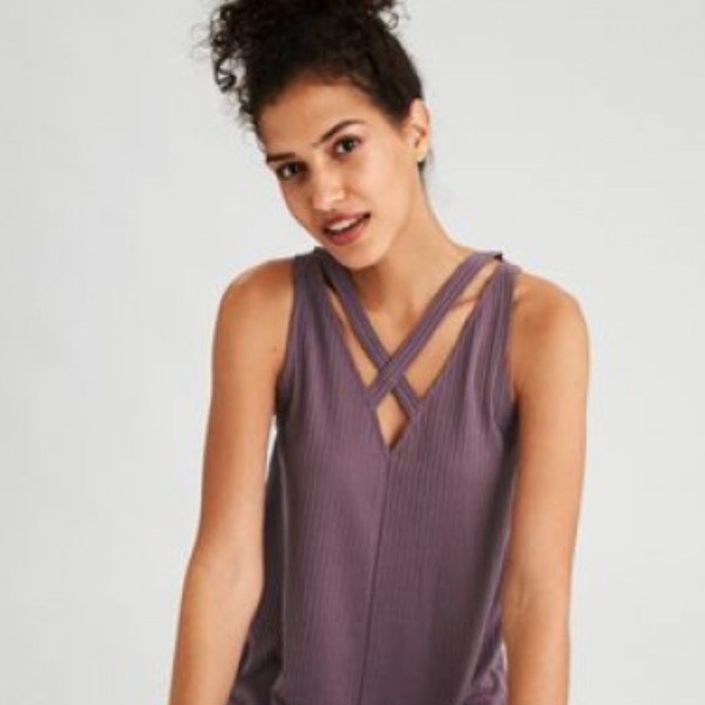 Purple American Eagle Cutout Tank Top